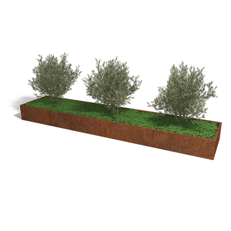 Bac à plantes en acier corten Texas xxl 480 x 100 cm