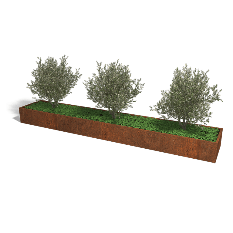 Bac à plantes en acier corten Texas xxl 480 x 80 cm