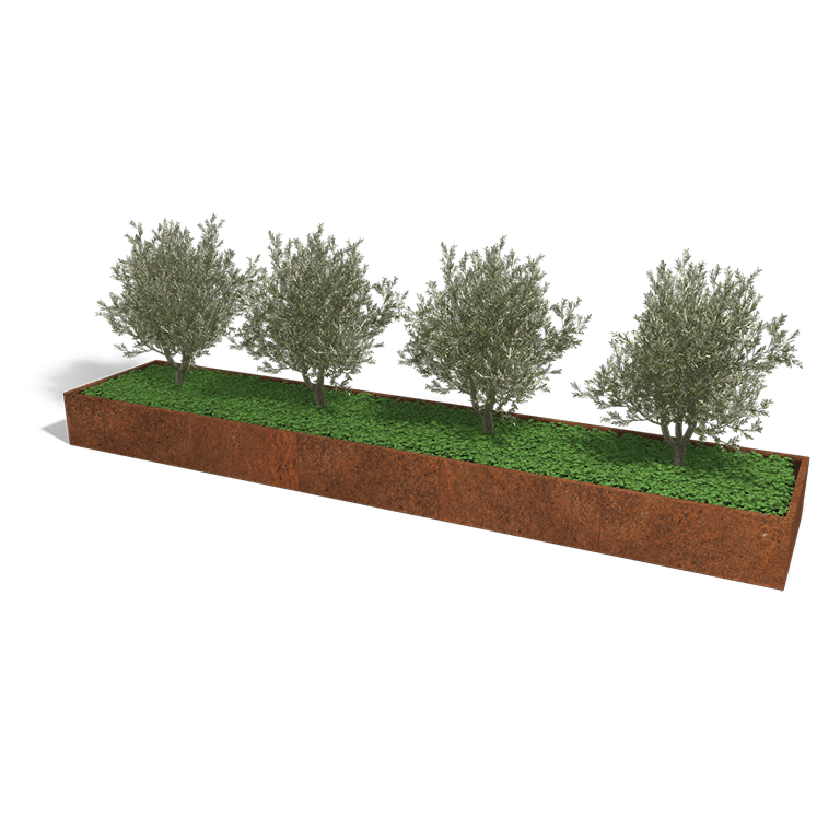 Bac à plantes en acier corten Texas xxl 500 x 100 cm