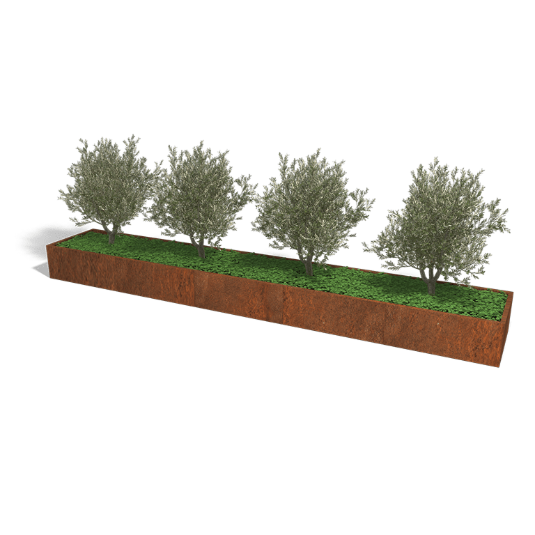 Bac à plantes en acier corten Texas xxl 500 x 80 cm