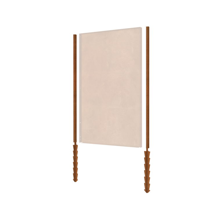 Poteau droit en acier corten avec piquet de terre 190 x 6 x 3 cm