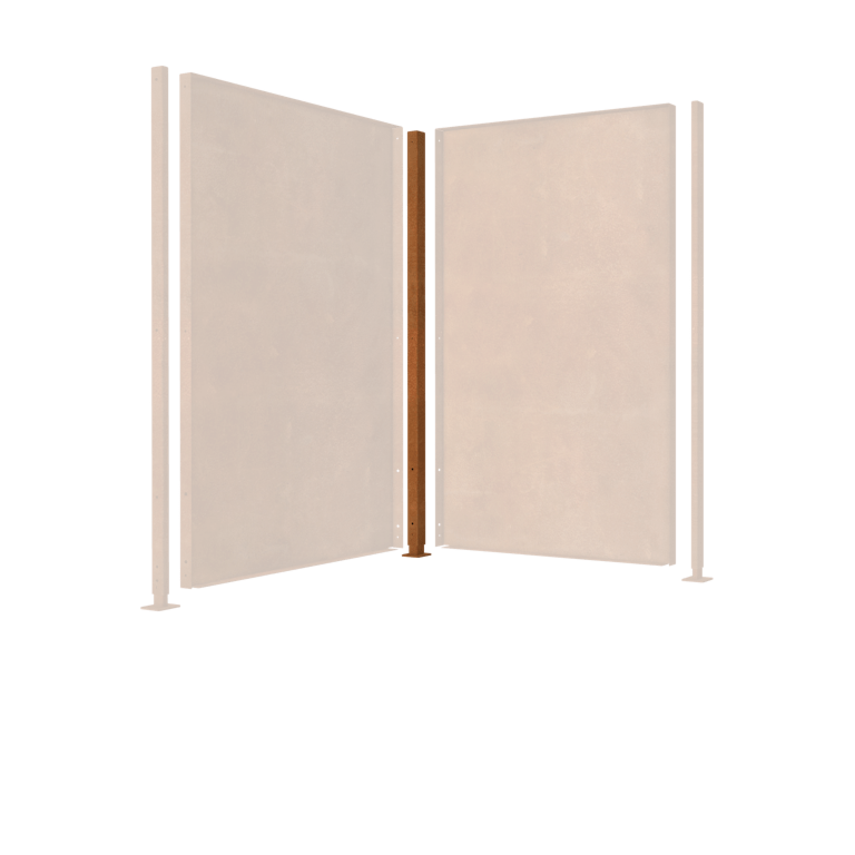 Poteau d'angle en acier corten avec base plate 190 x 6 x 3 cm