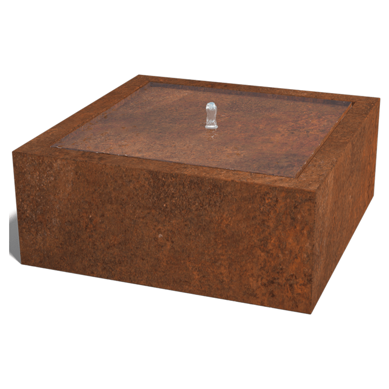 Table d'eau en acier corten 100 x 100 x 40 cm