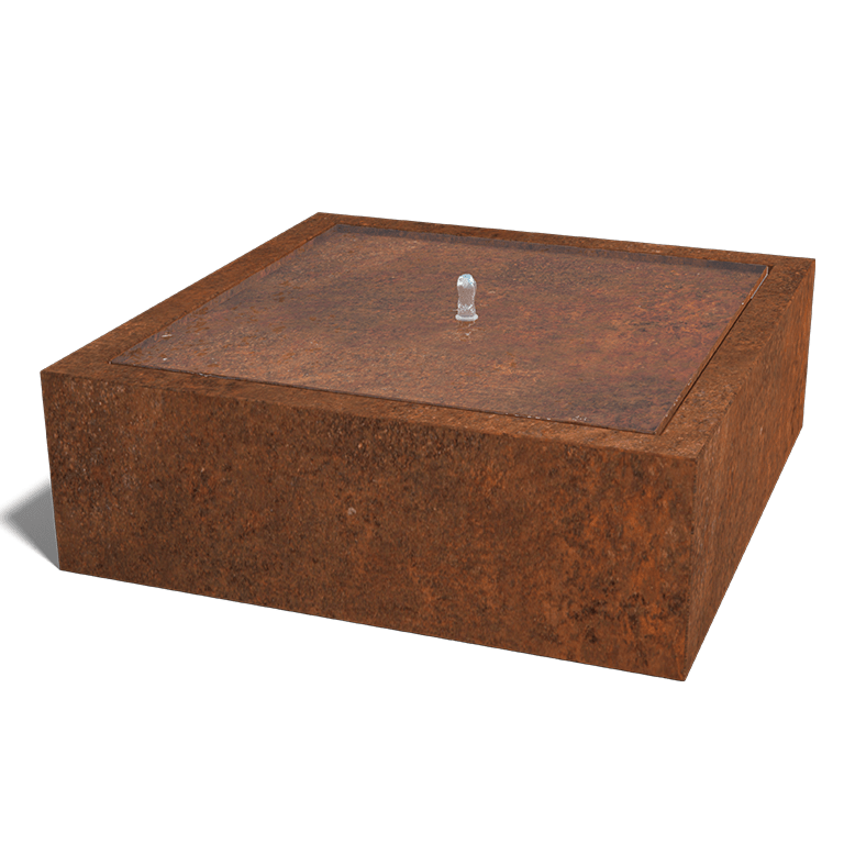 Table d'eau en acier corten 120 x 120 x 40 cm