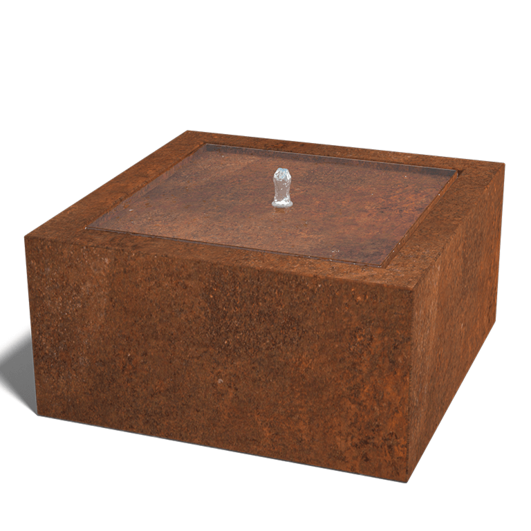 Table d'eau en acier corten 80 x 80 x 40 cm