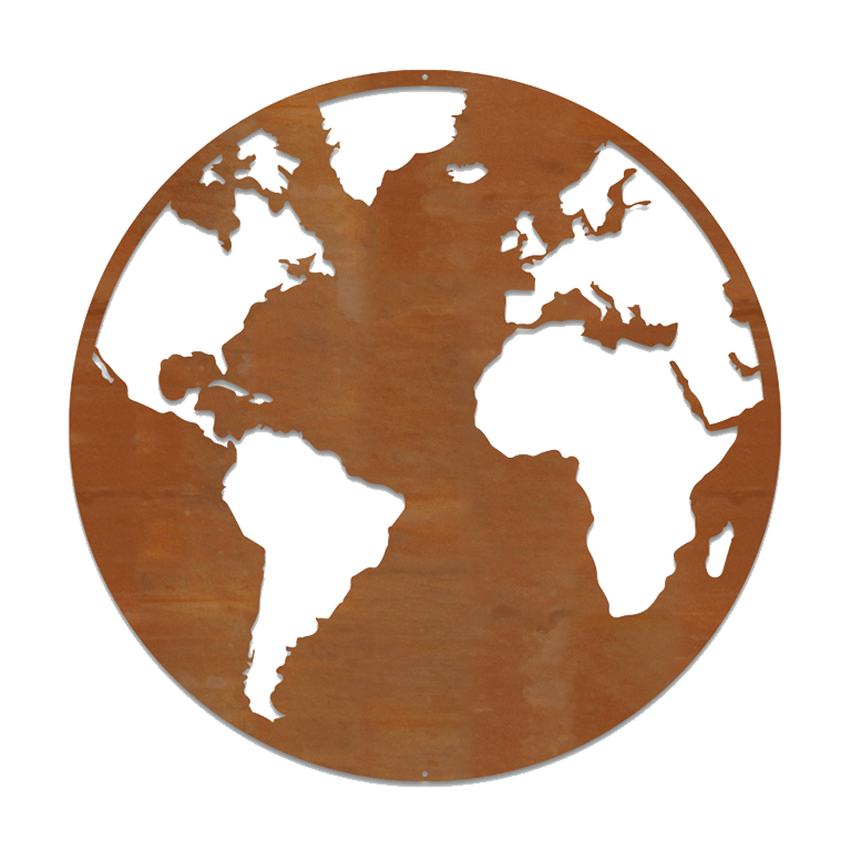 Décorations murales en acier corten Carte du Monde