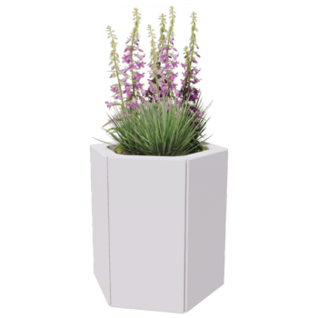 Jardinière en acier - Hexagone - 39,3 x 34,6 x 70 cm - RAL9010 mat (blanc) - Sanc plaque de fond