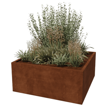 Bac à plantes soudée en acier corten Montana 140 x 140 x 60 cm