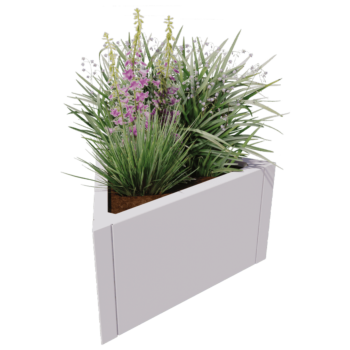 Jardinière en acier - Triangle équilatéral - 70,6 x 61 x 60 cm - RAL9010 mat (blanc) - Sanc plaque de fond