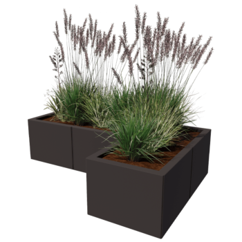 Jardinière en acier - Forme en L - 120 x 80 x 40 cm - Autre couleur RAL - Sanc plaque de fond