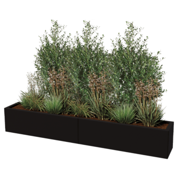 Jardinière XXL en acier - Rectangle - 200 x 30 x 40 cm - Autre couleur RAL - Avec plaque de fond