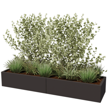 Jardinière XXL en acier - Rectangle - 200 x 50 x 40 cm - Autre couleur RAL - Avec plaque de fond