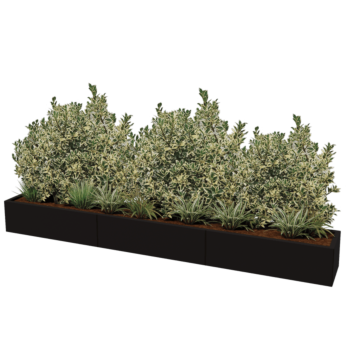 Jardinière XXL en acier - Rectangle - 300 x 40 x 40 cm - Autre couleur RAL - Sanc plaque de fond