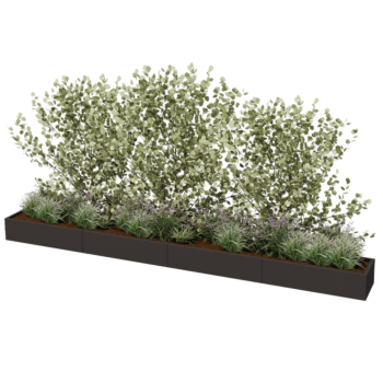 Jardinière XXL en acier - Rectangle - 480 x 50 x 40 cm - RAL9010 mat (blanc) - Sanc plaque de fond