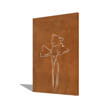 Panneau en acier corten tulipe symétrique 120 x 6 x 190 cm