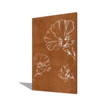 Panneau en acier corten coquelicot 120 x 6 x 190 cm