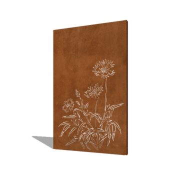 Panneau en acier corten bleuet 120 x 6 x 190 cm
