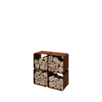 Range-bûches en acier Corten - Colorado 4 pièces - 40 x 40 x 40 cm