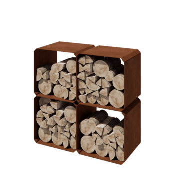 Range-bûches en acier Corten - Colorado 4 pièces - 40 x 40 x 40 cm