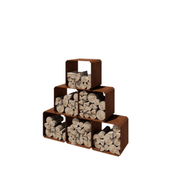 Range-bûches en acier Corten Colorado - 6 pièces