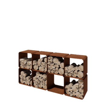 Range-bûches en acier Corten - Colorado 8 pièces - 40 x 40 x 40 cm