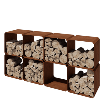 Range-bûches en acier Corten - Colorado 8 pièces - 40 x 40 x 40 cm