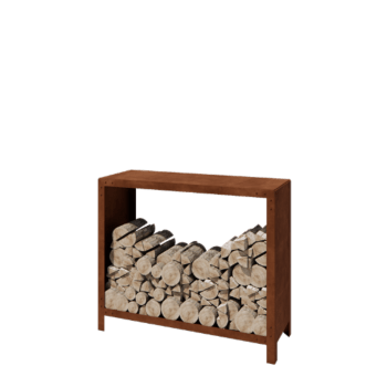 Range-bûches en acier Corten - Indiana - 120 x 40 x 100 cm
