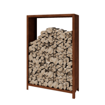Range-bûches en acier Corten - Indiana - 120 x 40 x 180 cm