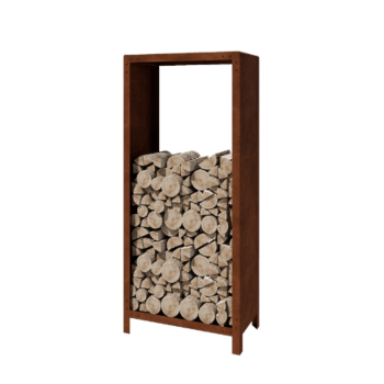 Range-bûches en acier Corten - Indiana - 80 x 40 x 180 cm