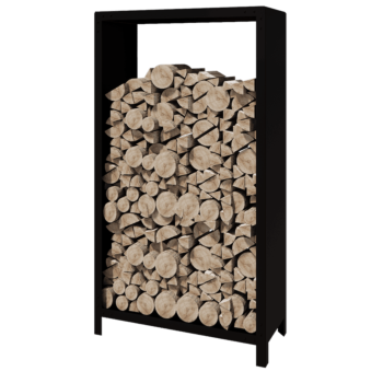 Range-bûches en acier - Indiana - 100 x 40 x 180 cm - RAL9005 mat (noir)