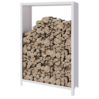 Range-bûches en acier - Indiana - 120 x 40 x 180 cm - RAL9010 mat (blanc)