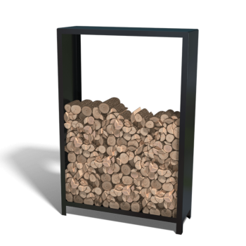 Range-bûches en acier - Indiana - 120 x 40 x 180 cm - RAL9005 mat (noir)