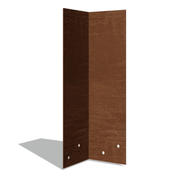 Plaque d'accouplement en acier corten 90º haut 34 - 37,5 cm