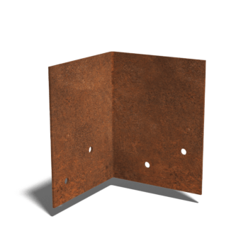 Plaque d'accouplement en acier corten 90º basse 12 - 15 cm