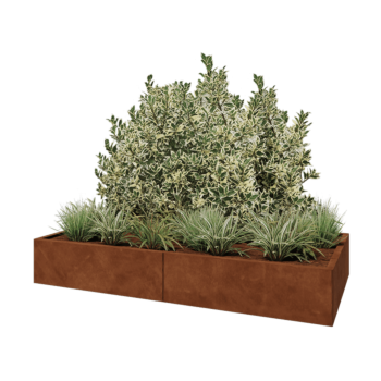 Jardinière XXL en acier Corten - Rectangle - 200 x 100 x 30 cm - Sanc plaque de fond