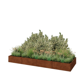 Jardinière XXL en acier Corten - Rectangle - 320 x 100 x 30 cm - Avec plaque de fond