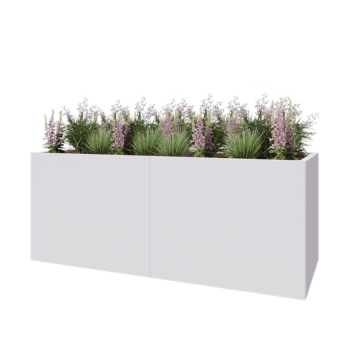 Jardinière XXL en acier - Rectangle - 200 x 80 x 80 cm - RAL9010 mat (blanc) - Sanc plaque de fond