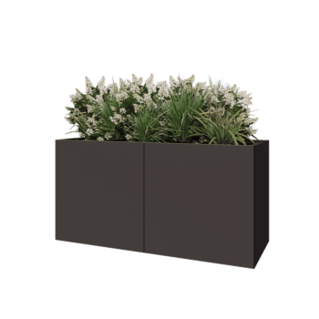 Jardinière XXL en acier - Rectangle - 160 x 60 x 80 cm - RAL7016 mat (gris anthracite) - Sanc plaque de fond