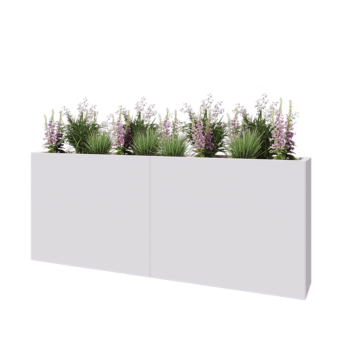 Jardinière XXL en acier - Rectangle - 200 x 30 x 80 cm - RAL9010 mat (blanc) - Sanc plaque de fond