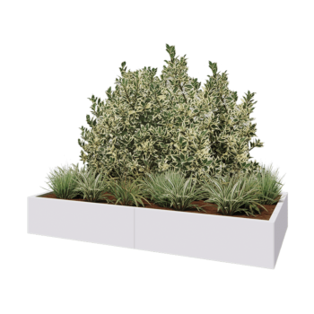 Jardinière XXL en acier - Rectangle - 200 x 100 x 30 cm - RAL9010 mat (blanc) - Sanc plaque de fond