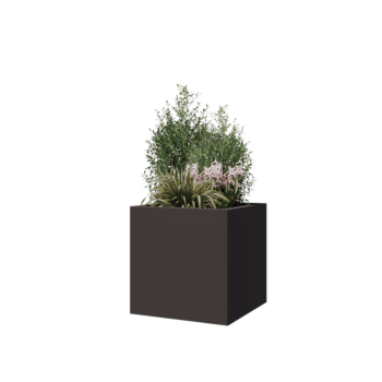 Jardinière en acier - Carré - 50 x 50 x 50 cm - RAL7016 mat (gris anthracite) - Avec plaque de fond