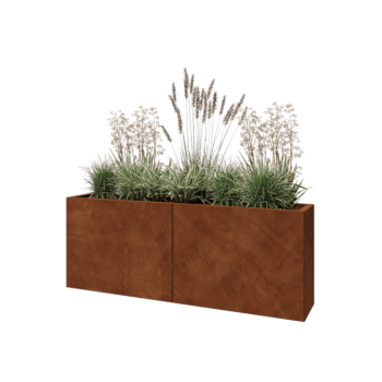 Jardinière XXL en acier Corten - Rectangle - 160 x 30 x 60 cm - Avec plaque de fond