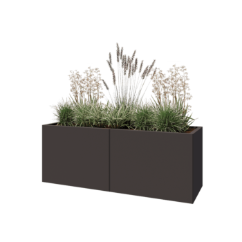 Jardinière XXL en acier - Rectangle - 160 x 50 x 60 cm - RAL7016 mat (gris anthracite) - Avec plaque de fond