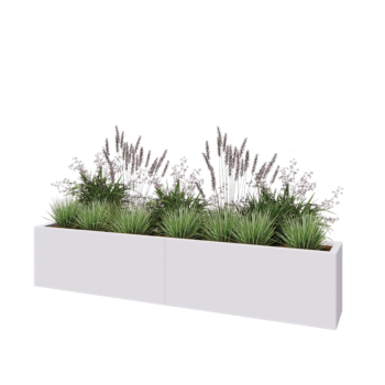 Jardinière XXL en acier - Rectangle - 200 x 30 x 40 cm - RAL9010 mat (blanc) - Sanc plaque de fond