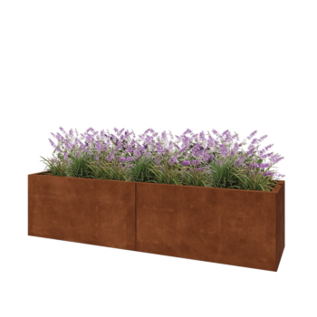 Jardinière XXL en acier Corten - Rectangle - 200 x 50 x 50 cm - Sanc plaque de fond