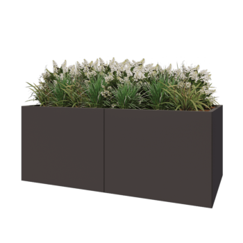 Jardinière XXL en acier - Rectangle - 200 x 100 x 80 cm - RAL7016 mat (gris anthracite) - Sanc plaque de fond