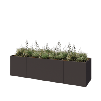 Jardinière XXL en acier - Rectangle - 320 x 80 x 80 cm - RAL7016 mat (gris anthracite) - Avec plaque de fond