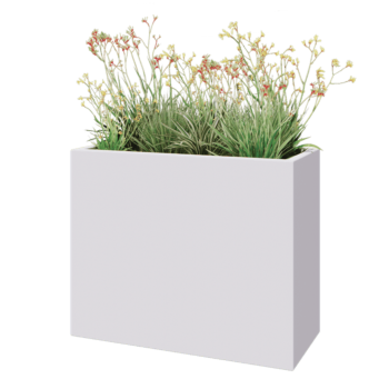 Jardinière en polyester - Rectangle - 100 x 40 x 80 cm - RAL9010 mat (blanc) - Avec fond