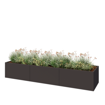 Jardinière XXL en acier - Rectangle - 360 x 80 x 60 cm - RAL7016 mat (gris anthracite) - Sanc plaque de fond