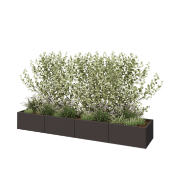 Jardinière XXL en acier - Rectangle - 320 x 60 x 40 cm - RAL7016 mat (gris anthracite) - Avec plaque de fond